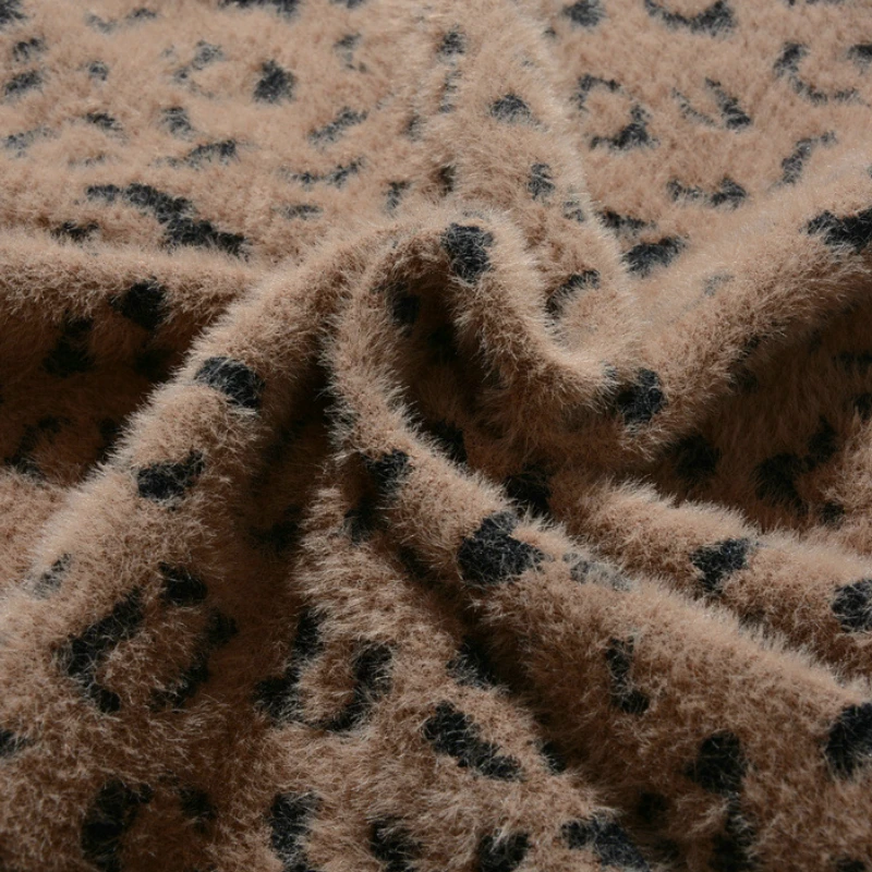 Зимняя теплая и сексуальная кашемировая леопардовая трикотажная юбка-карандаш средней длины, осенняя растягивающаяся длинная юбка до середины икры с разрезом сзади, цвета хаки, бежевый