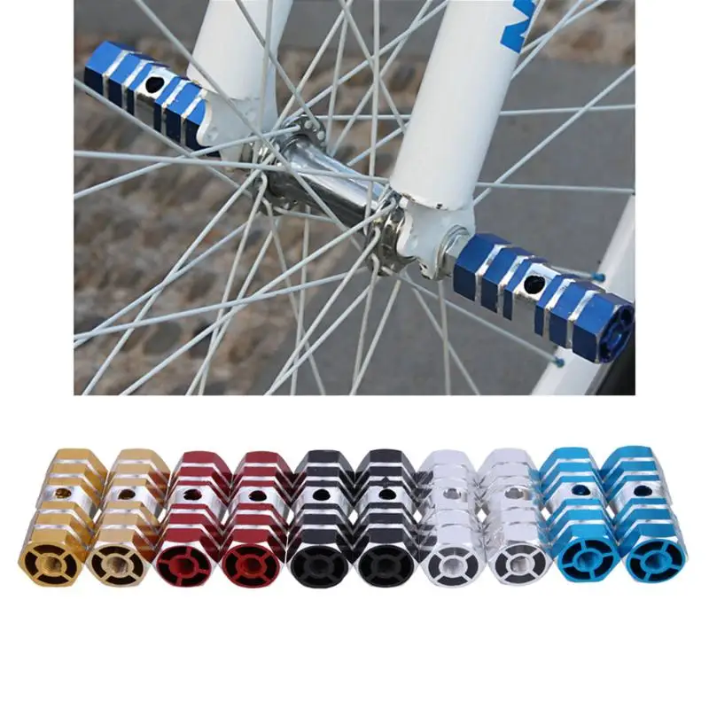 cheap Aluminum Nonslip MTB Bike Bicycle Pedal Front Rear Axle Foot Pegs BMX Footrest Lever Cylinder Rocket Launcher Bike Accessories