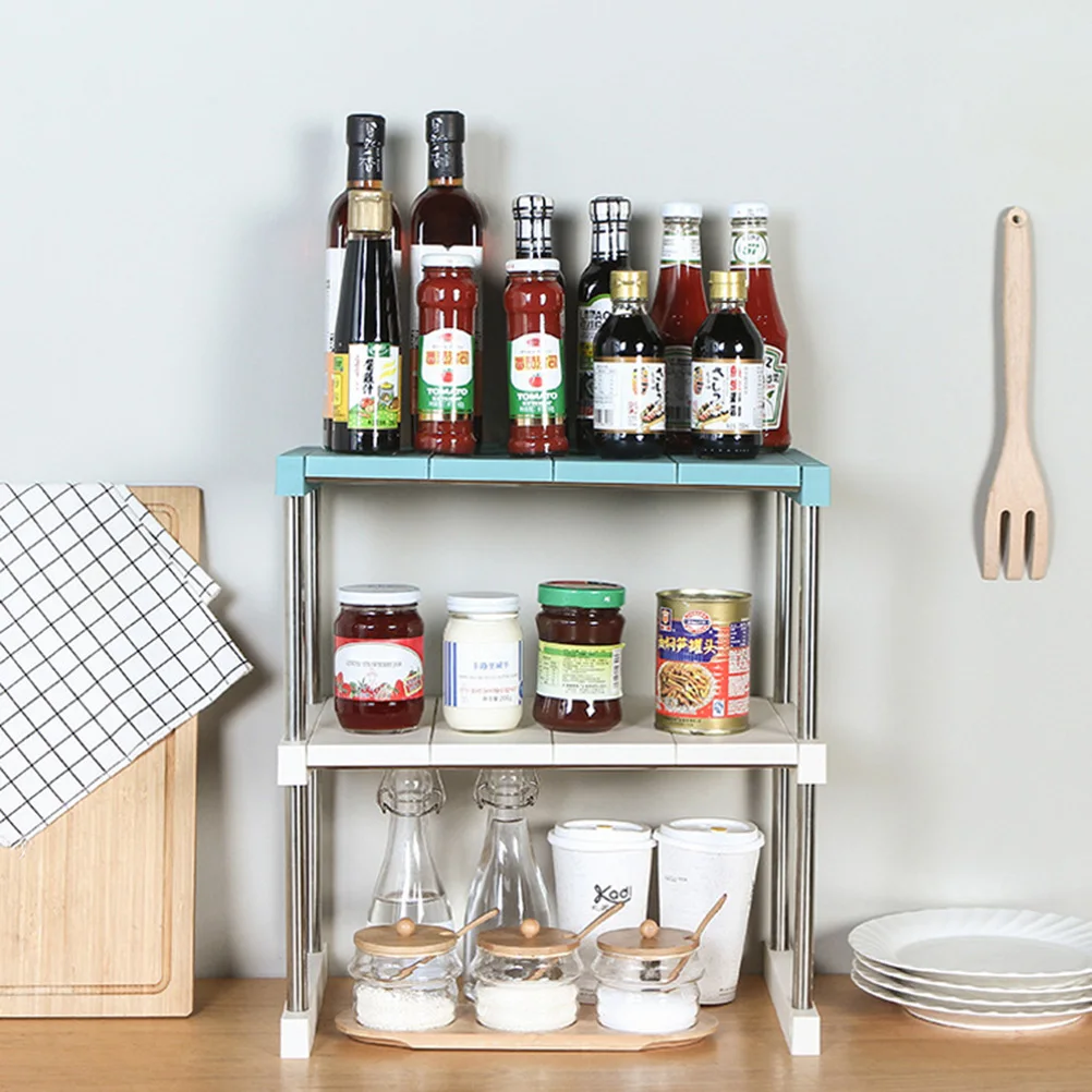 

Stackable Kitchen Spices Shelf Counter and Cabinet Organizer Dish Holder Desktop Storage Rack Plastic Dish Organizer Spices Rack