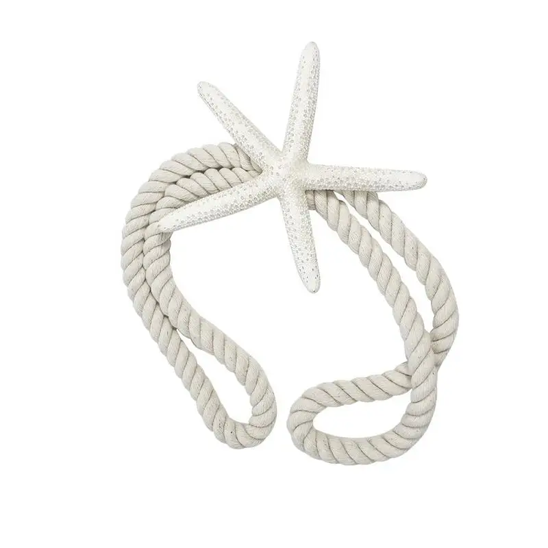 

Natural Starfish Curtains Simple Style Tied Cotton Rope Band Innovative Braided Tieback Curtains Strap for Home Office Decoratio