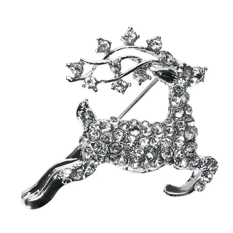 

Christmas gift Cute Running Deer Brooches Pins for Women Fashion Crystal Pins broches 2019 New Arrivals