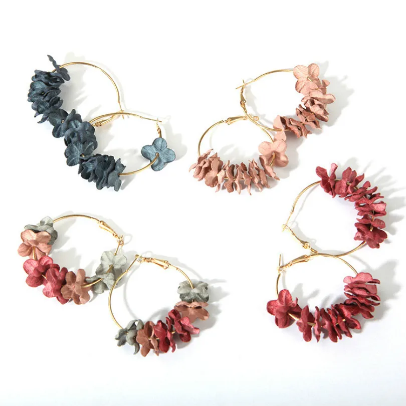 

Fashion Jewelry Elegant Earrings Pendant Alloy Earrings Floral Female Statement Earrings Color Flower Rings Large Fancy Earrings
