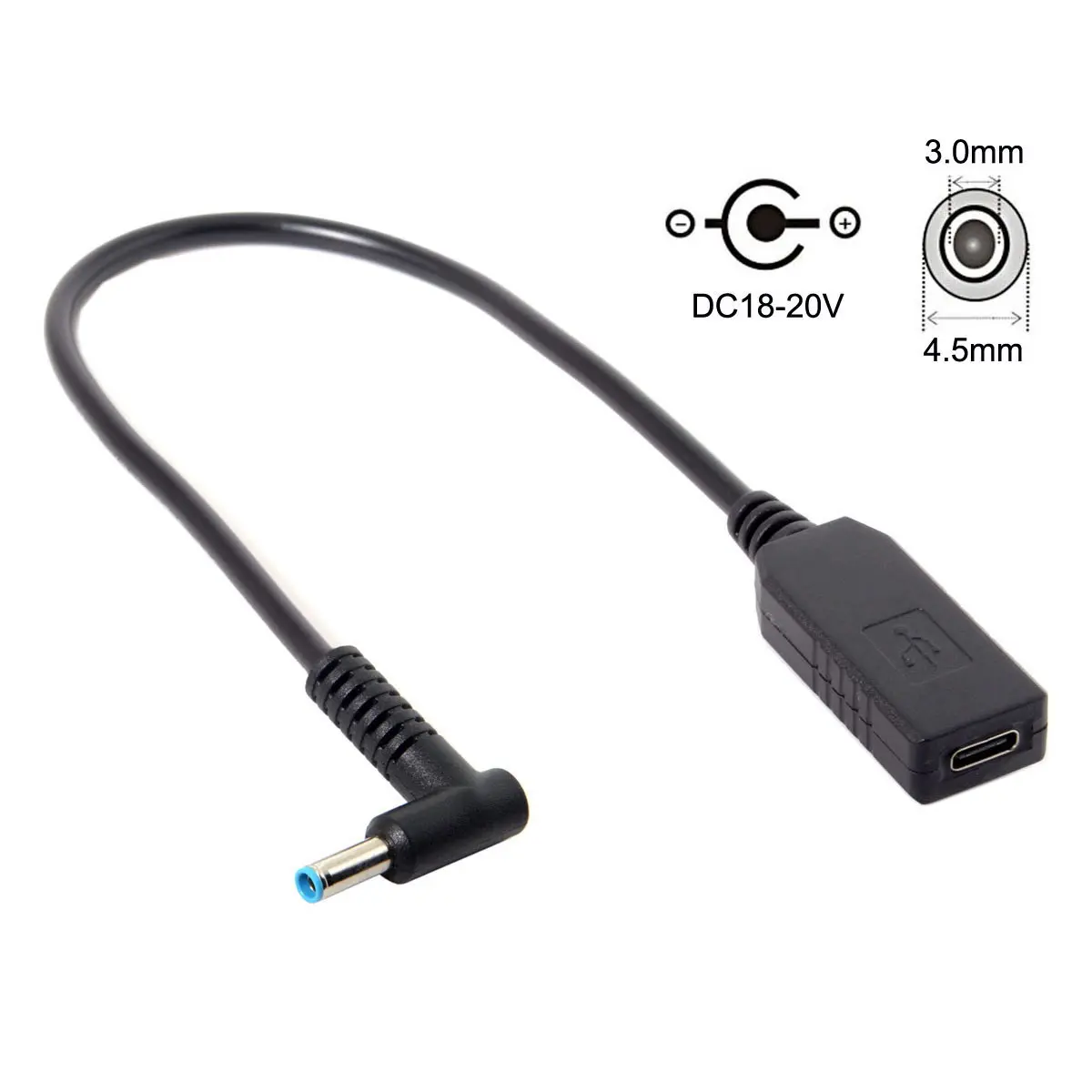 

USB 3.1 Type C USB-C to DC 20V 4.5 3.0mm Dell HP Power Plug PD Emulator Trigger Charge Cable for Laptop