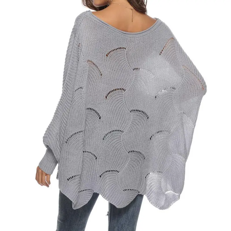 2019 Women Knitted Sweater Cloak Loose Shawl Pullover Autumn Winter Sweater Hook Flowers Plus Size Women Streetwear Poncho 2019 Women Knitted Sweater Cloak Loose Shawl Pullover Autumn Winter Sweater Hook Flowers Plus Size Women Streetwear Poncho