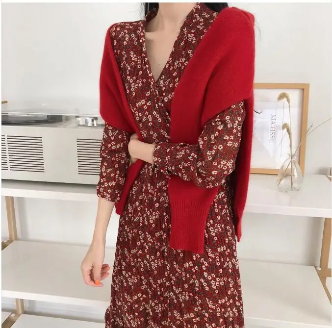 Ceny 2019 długie sukienki Design kobiety moda z długim rękawem wąska talia linia Temperament Lady vintage, w kwiaty drukuj sukienka vintage 7912