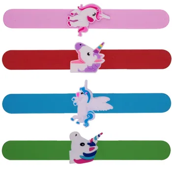 

72pcs Unicorn Jewelry Silicone Unicorn Slap Bracelets Papa Wristband Cuff Bangles Kid Rainbow Unicorn Rubber Toys Birthday Party