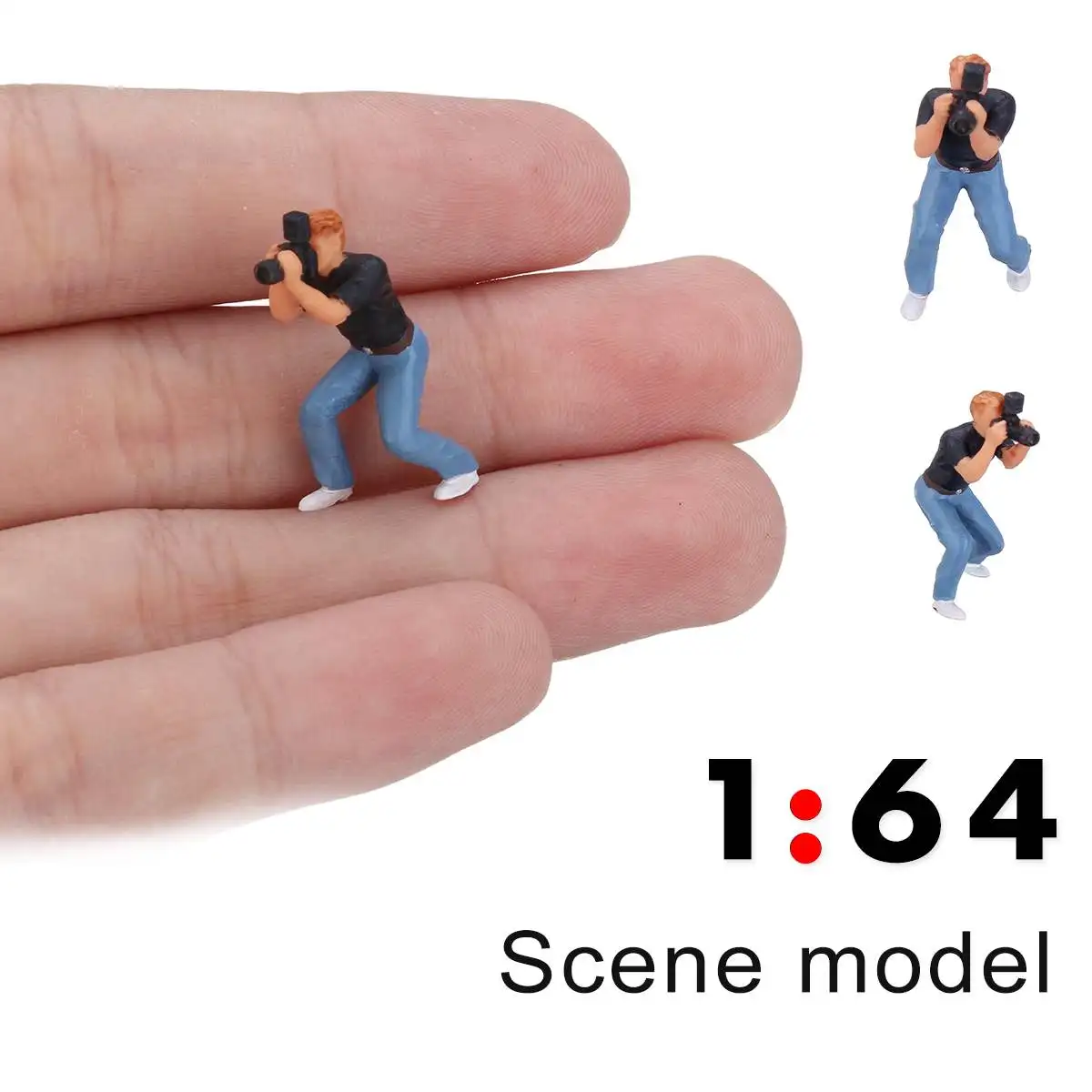 

1:64 Blue Trousers Paparazzi Photographer Model Figure People Scenario Model Set For Matchbox Children Toy Group with Box