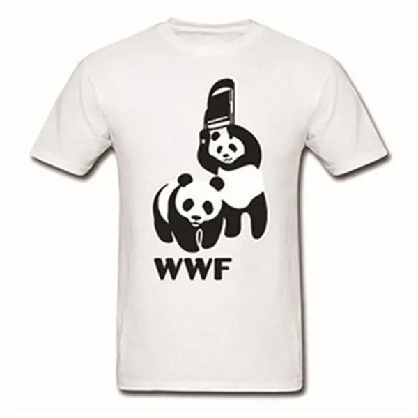 WWF مضحك الباندا الدب مضحك بانكسي السومو المصارعة T قميص أسود/أبيض تي شيرت مطبوع الرجال قصيرة الأكمام س الرقبة تي شيرت