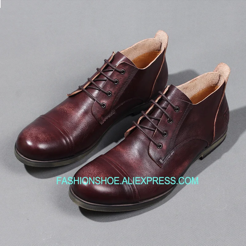 

Handmade British Ankle Boots Genuine leather Fashion Hot High top Lace Martin Boots