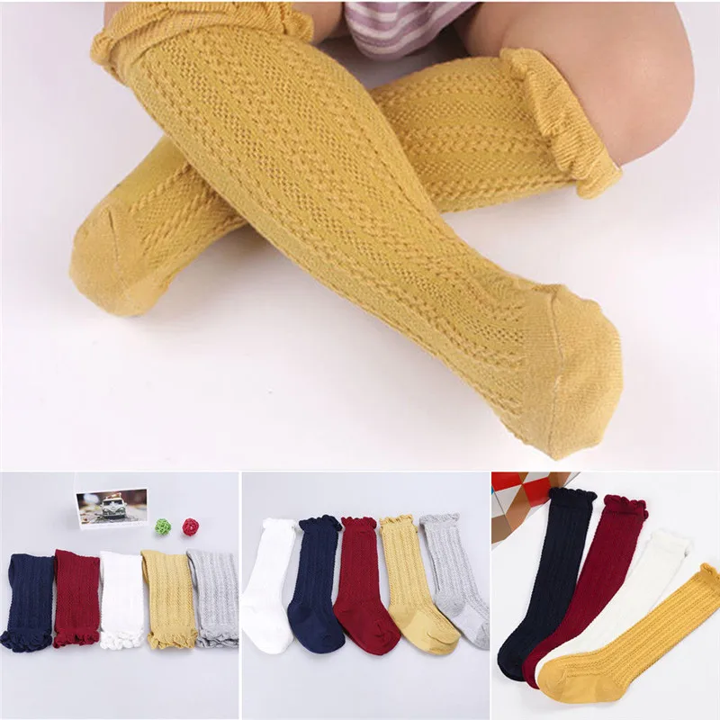 Baby Kids Toddler Girls Knee High Socks Yellow White Red Autumn Winter