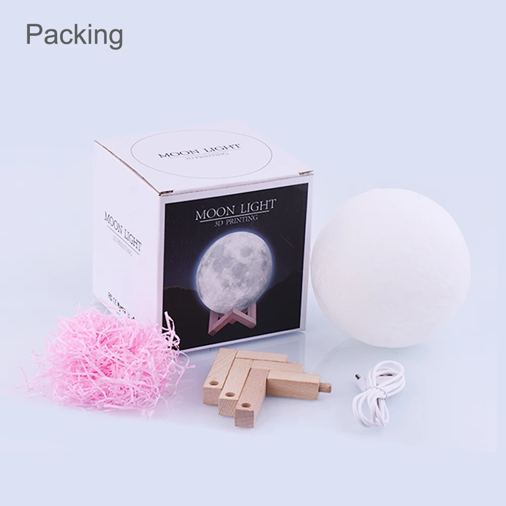 Rambery moon лампа 3D принт Ночник светильник USB Перезаряжаемый 16 цветов сменный