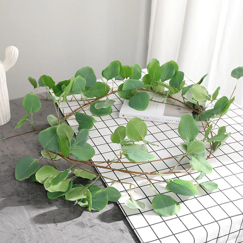 

1.7m Artificial Vine Green Ivy Leaves Rattan Eucalyptus Vine Garland Greenery Leaves Fake Foliage Leaves Home Wedding Decoration