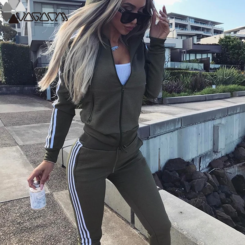 

Tracksuit Women Pullovered Yoga Set Sport Wear For Women Long Sleeve Slit Solid Sweatshirts Two Piece Set Tops+Pants Sport Suit