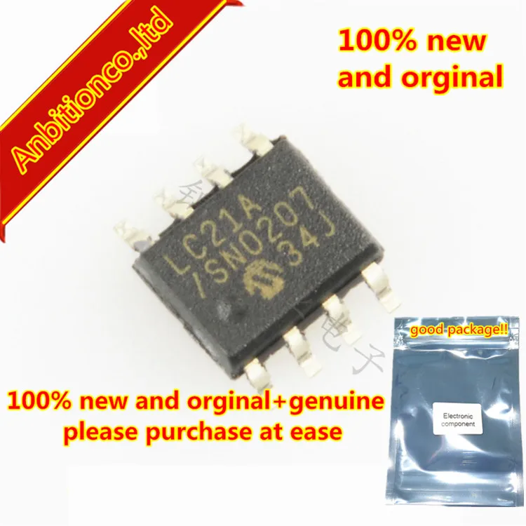 

10pcs 100% new and orginal 24LC21AT-I/SN LC21A SOP8 1K 2.5V Dual Mode I2C Serial EEPROM in stock
