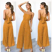 2019 Summer Women Wide Leg Jumpsuit Casual Polka Dot High Waist Jumpsuit Sexy Spaghetti Strap Backless Long Jumpsuit 2019 Summer Women Wide Leg Jumpsuit Casual Polka Dot High Waist Jumpsuit Sexy Spaghetti Strap Backless Long Jumpsuit