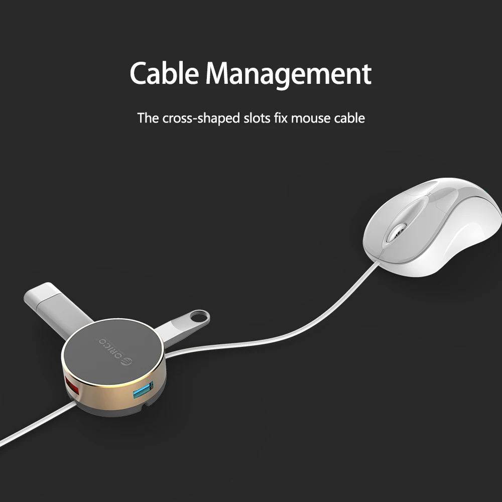 ORICO USB HUB Aluminum 3 Port USB3.0 Circular HUB with Mouse Cable Management USB Splitter for iMac Computer Laptop Accessories