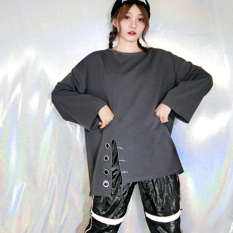 DEAT 2019 новая весенняя модная женская одежда с круглым вырезом рукава летучая мышь металлический круг свободная футболка WD38002 свободный