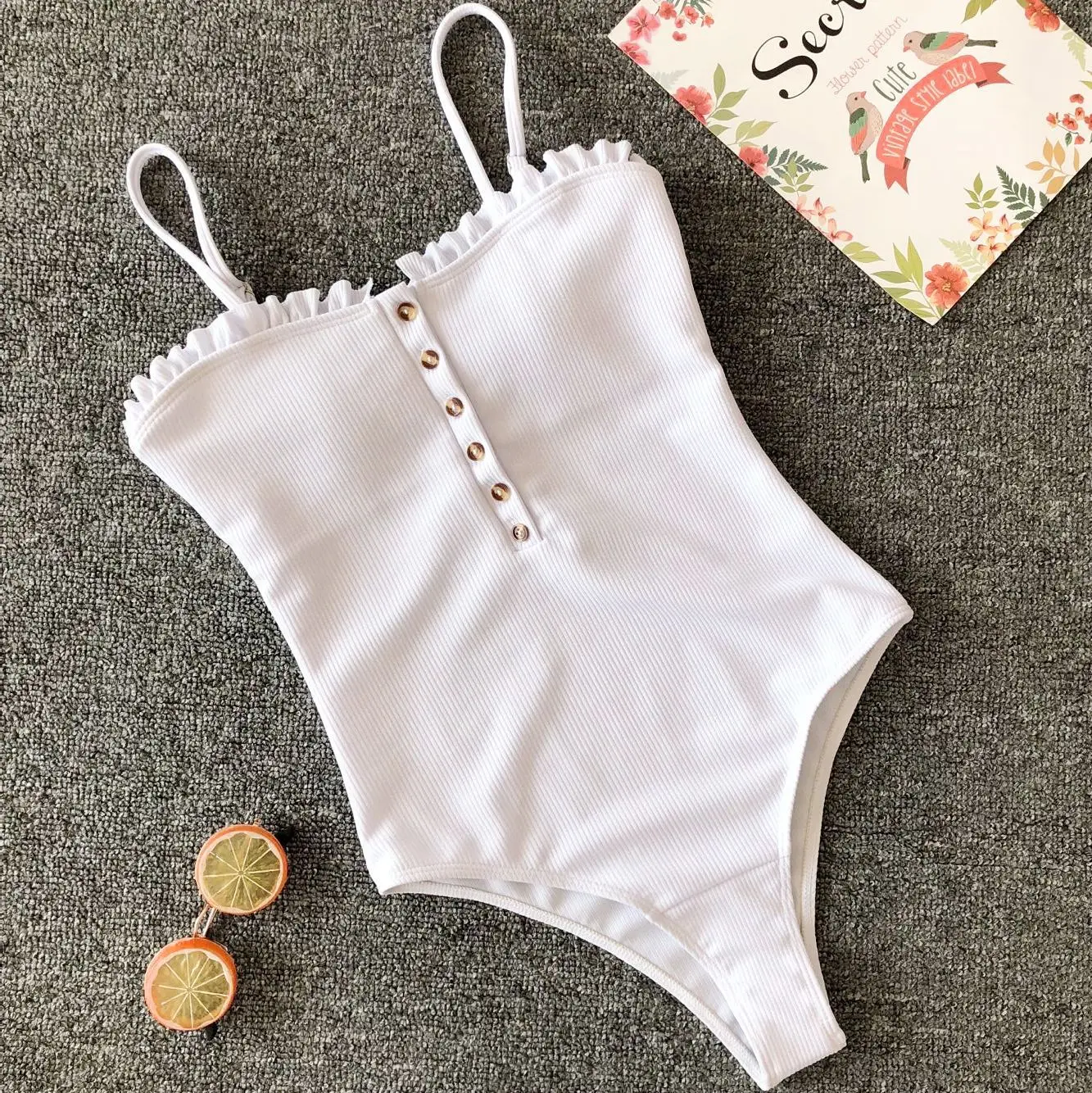 

Sexy buttons Brazilian bikini set swim one piece swimsuit push up white bodysuit Sports swimwear women bathing suit 2019