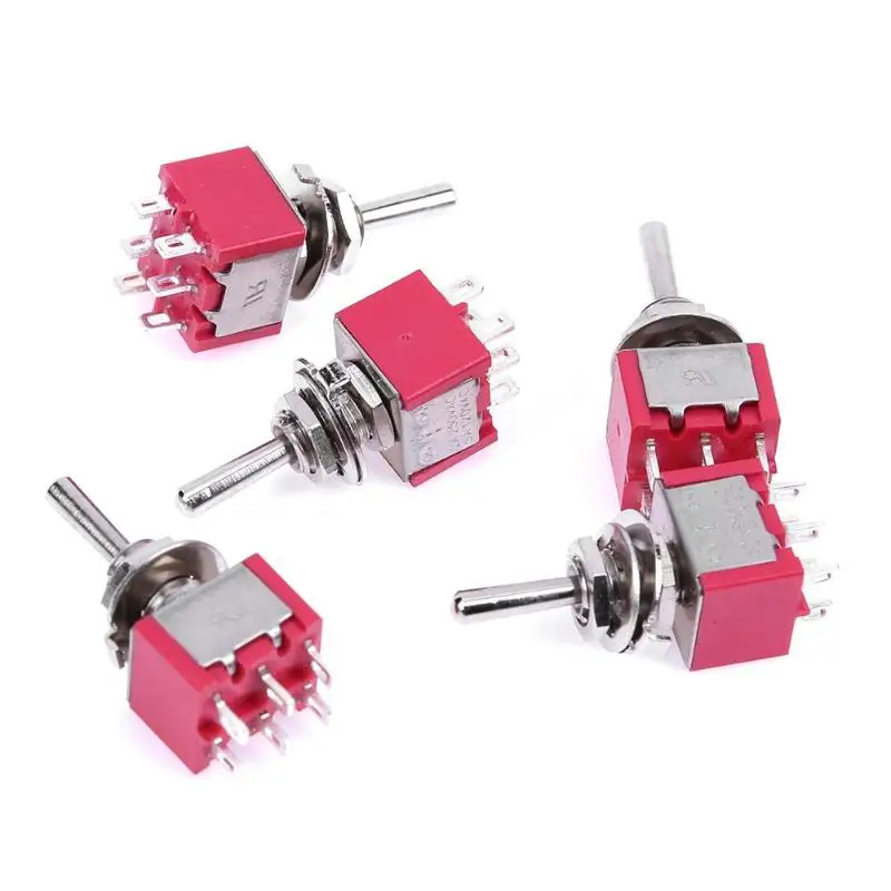 5 шт. Мини AC 250 В 2A/AC 120 5A 6Pin (вкл.) ВЫКЛ. DPDT 3 позиции тумблер MTS 223 двойной сброс