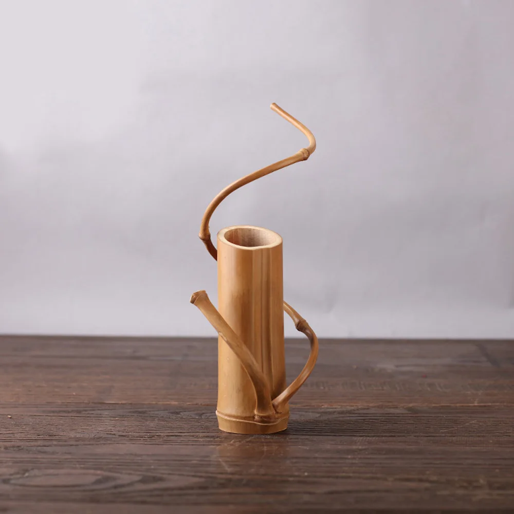 

Retro Natural Bamboo Flower Vase Cylinder Shape Ikebana Wedding Home Decor