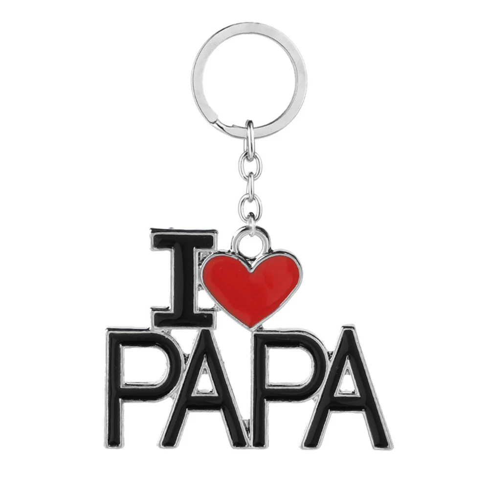 

I LOVE PAPA Letters Key Chain Ring Jewelry Metal Key Ring for Fathers Day Birthday Gift
