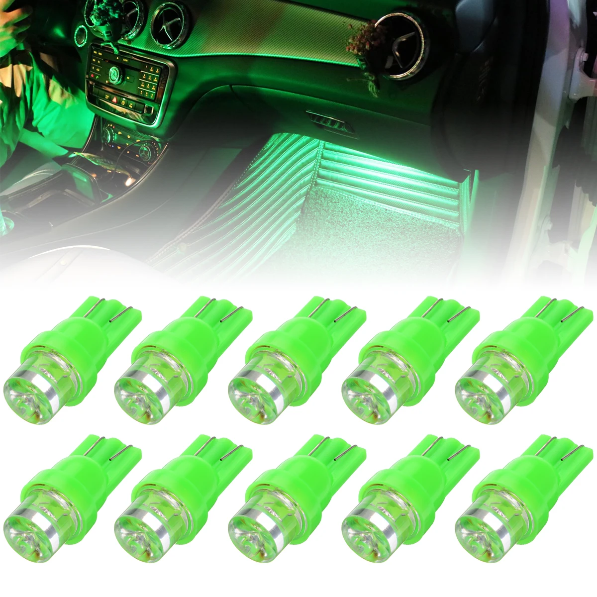 

10PCS 12V Led Car Lampada Light T10 194 168 w5w T10 Led Parking Bulb Auto Wedge Clearance Lamp Dashboard Light Green
