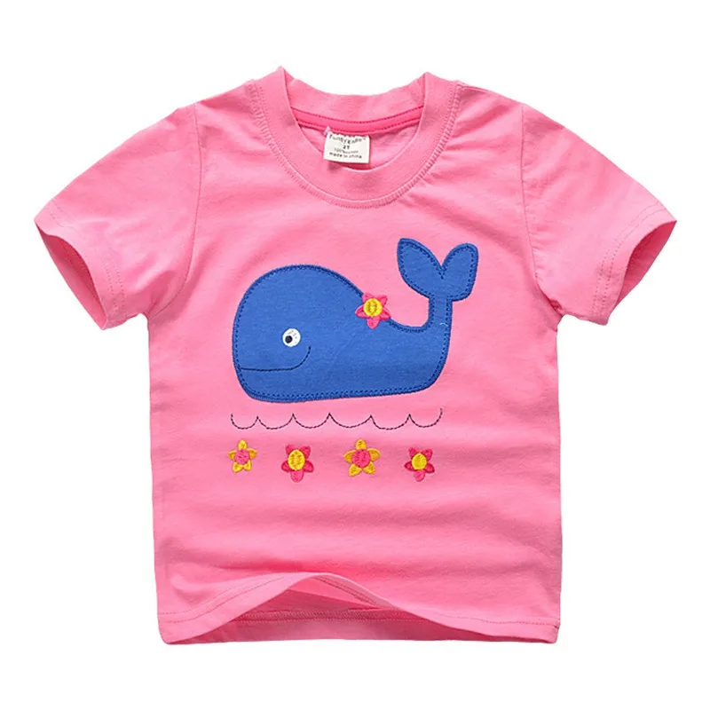 Summer Boys Shirts Cotton Children T-shirts Cute Cartoon Print Tops For Girl Short Sleeve Kids Blouse Toddler Tees Baby Clothing