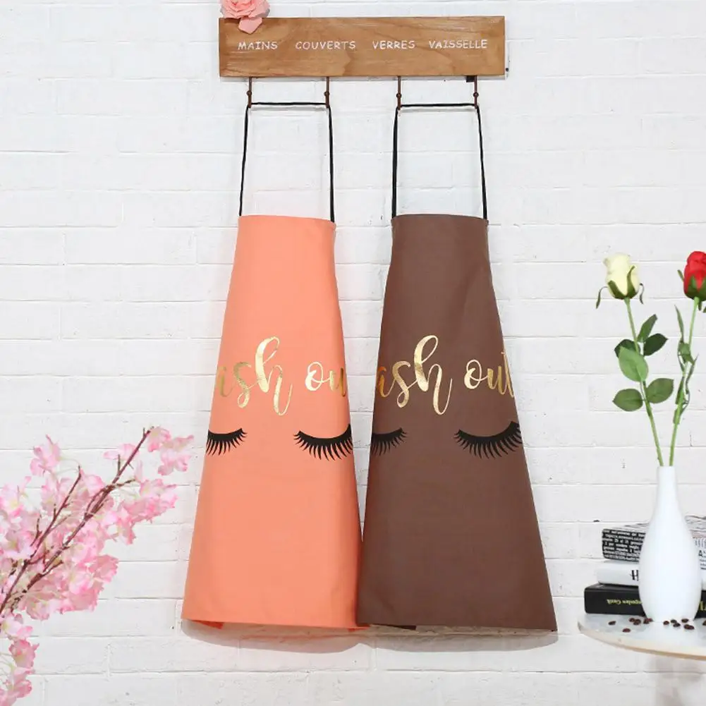 

Adeeing Cute Gold Printing Apron for Kitchen Housework Cleaning Cooking