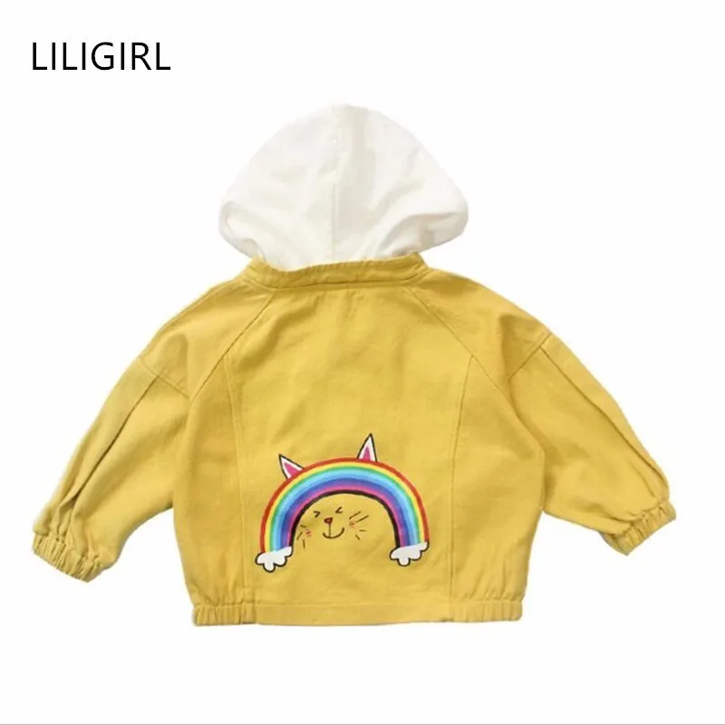 LILIGIRL новинка 2019 джинсовая куртка для мальчиков и девочек пальто с капюшоном