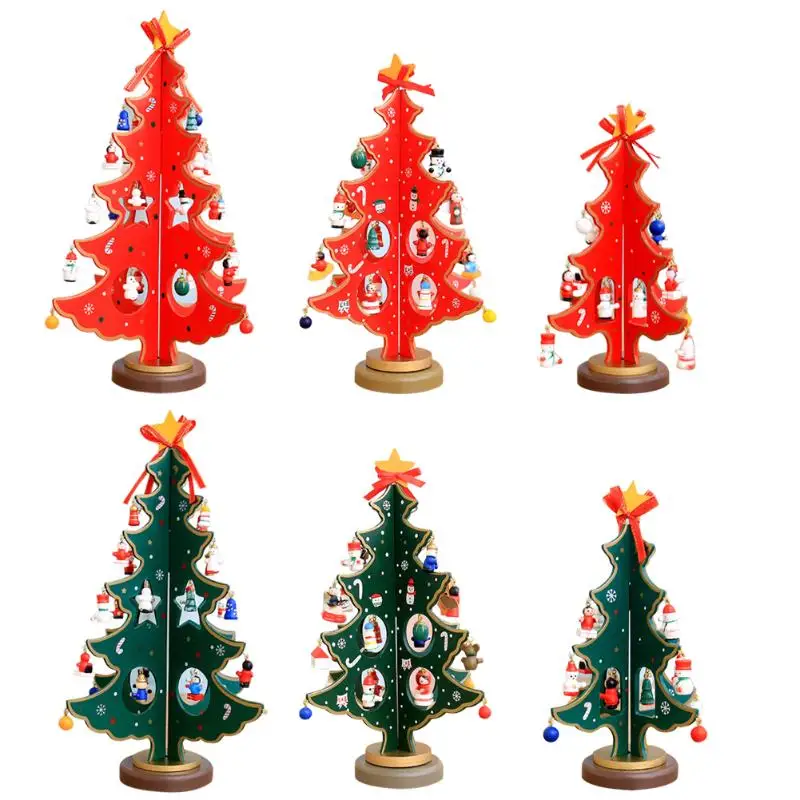 

New Wooden Christmas Tree Home Decoration Xmas Tree Top Ornament Gift