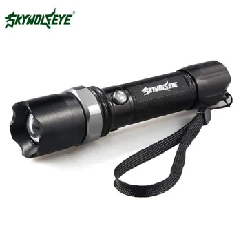 

SKYWOLFEYE T6 waterproof LED Flashlight 18650 Battery Adjustable Focus Lantern Torch Camping most powerful