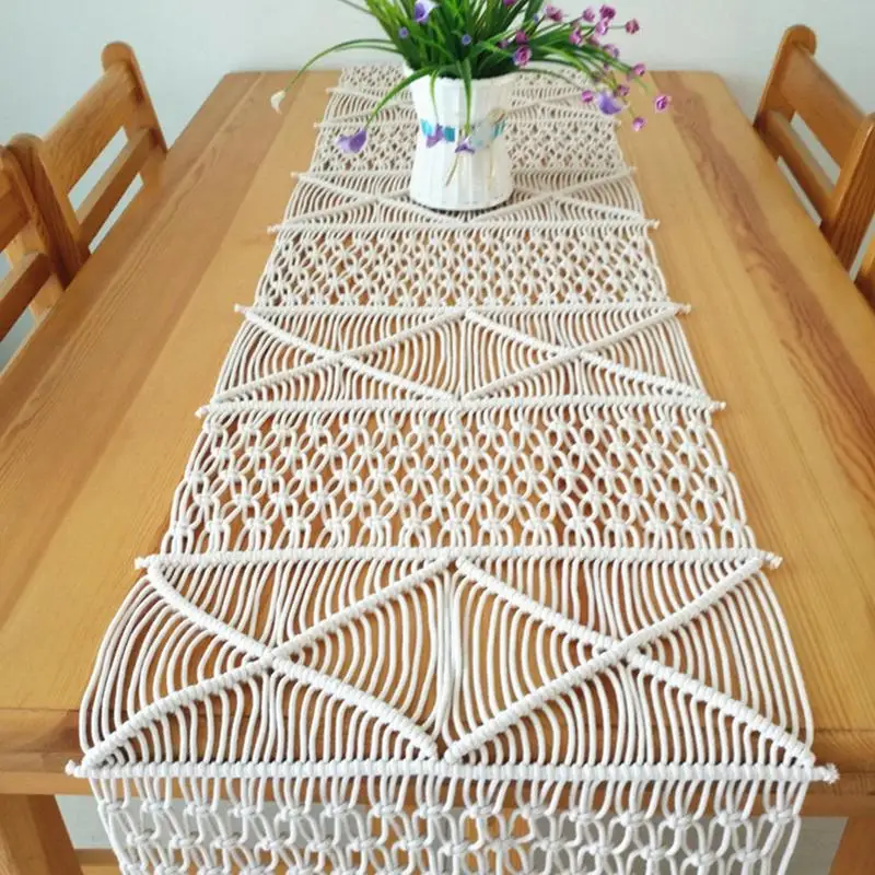 

Hand-woven Macrame Table Runner Boho Nordic style Wedding Table Cloth Decoration Bedding Blanket Hand wash