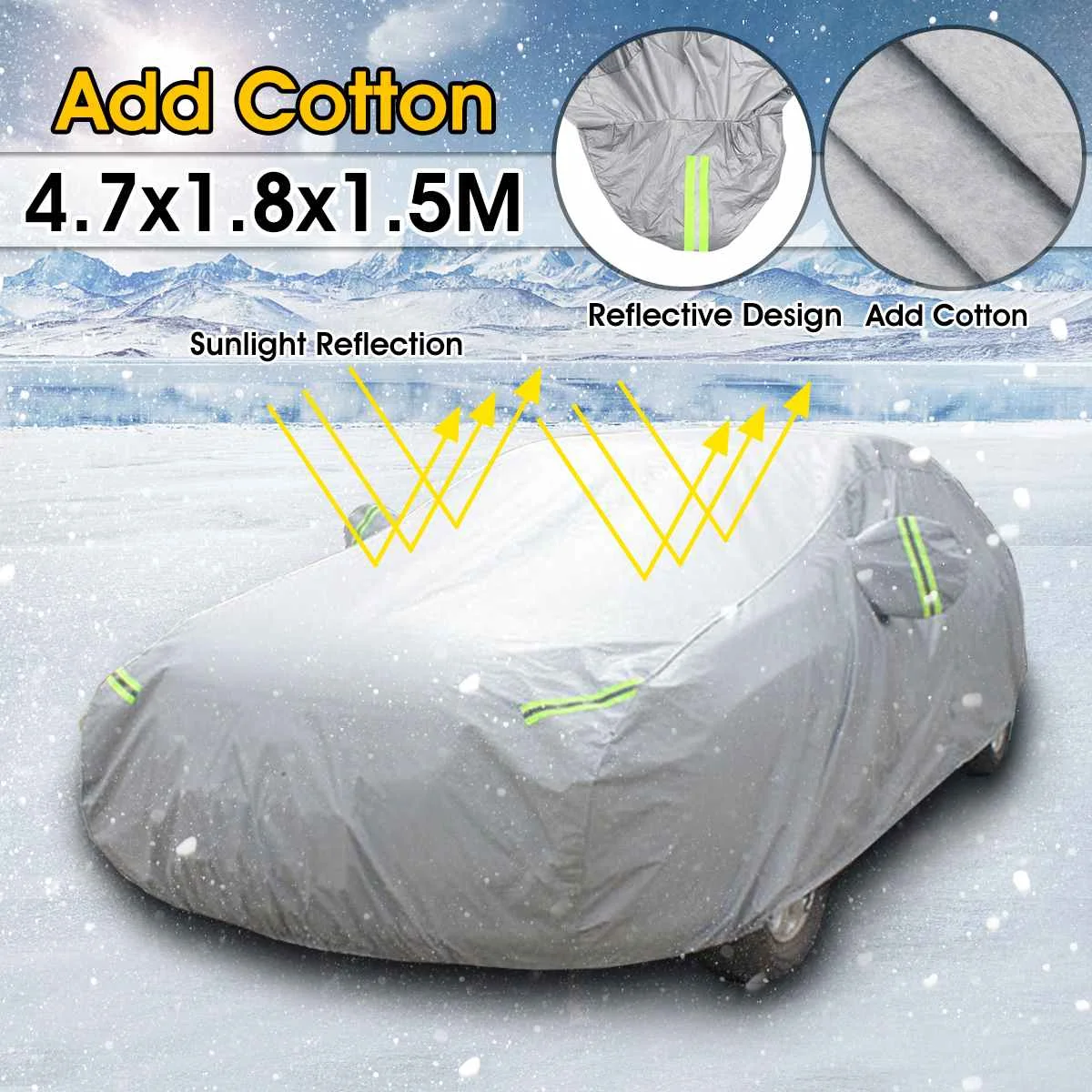 

Universal Full Car Covers Snow Ice Sun UV Shade Cover Dustproof Waterproof Outdoor Protection 4.7x1.8x1.5m