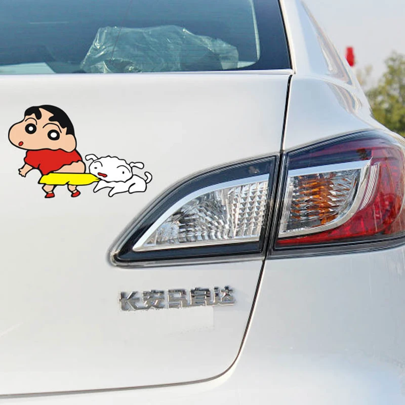 

Funny Car Sticker Crayon Shin-chan Play With his Friend Lovely Styling for Fridge Motorcycle Auto Closet Suitcase