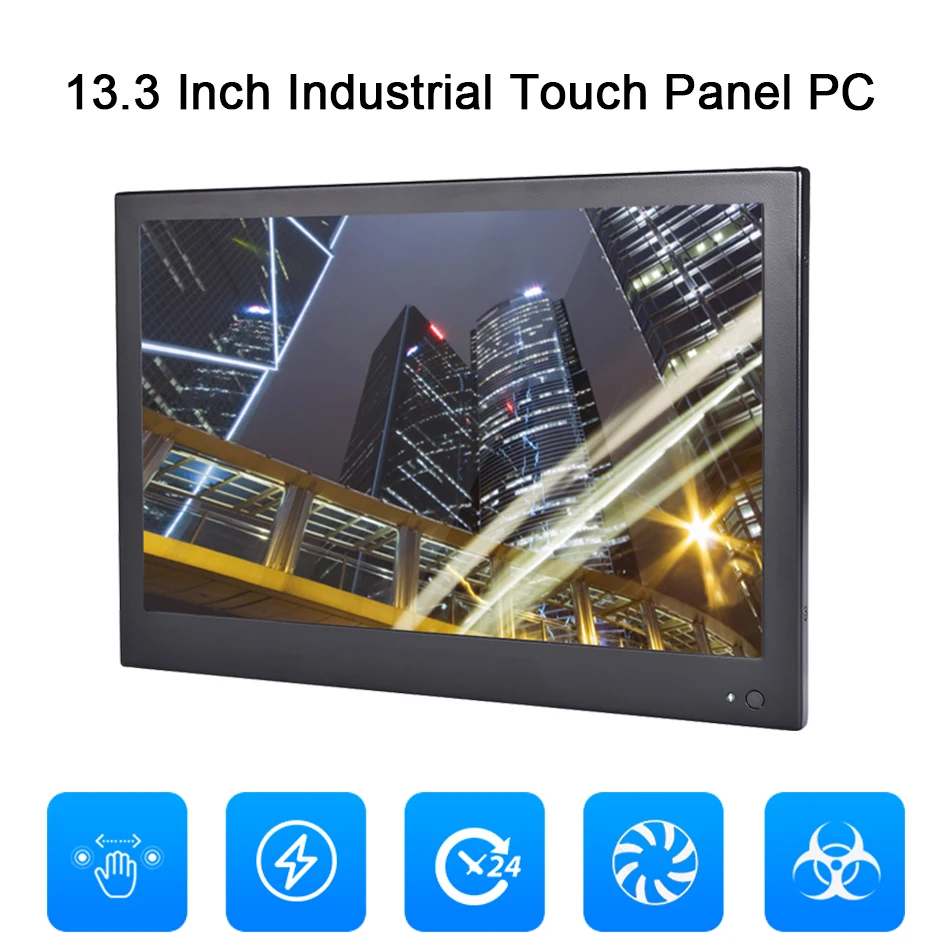 

13.3 Inch Industrial Touch Panel PC,4 Wire Resistive Touch Screen,Windows 7/10,Linux,Intel J1800,[HUNSN DA11W]