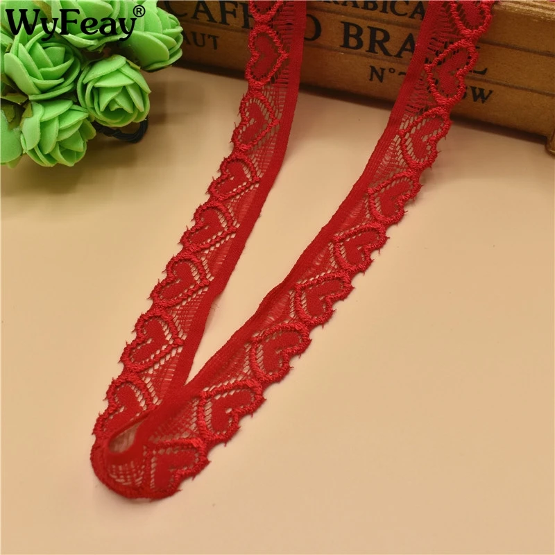 

10 yards Red Stretch elastic lace ribbon 18mm width embroidered lace trim lace trimmings for sewing african lace fabric Trim