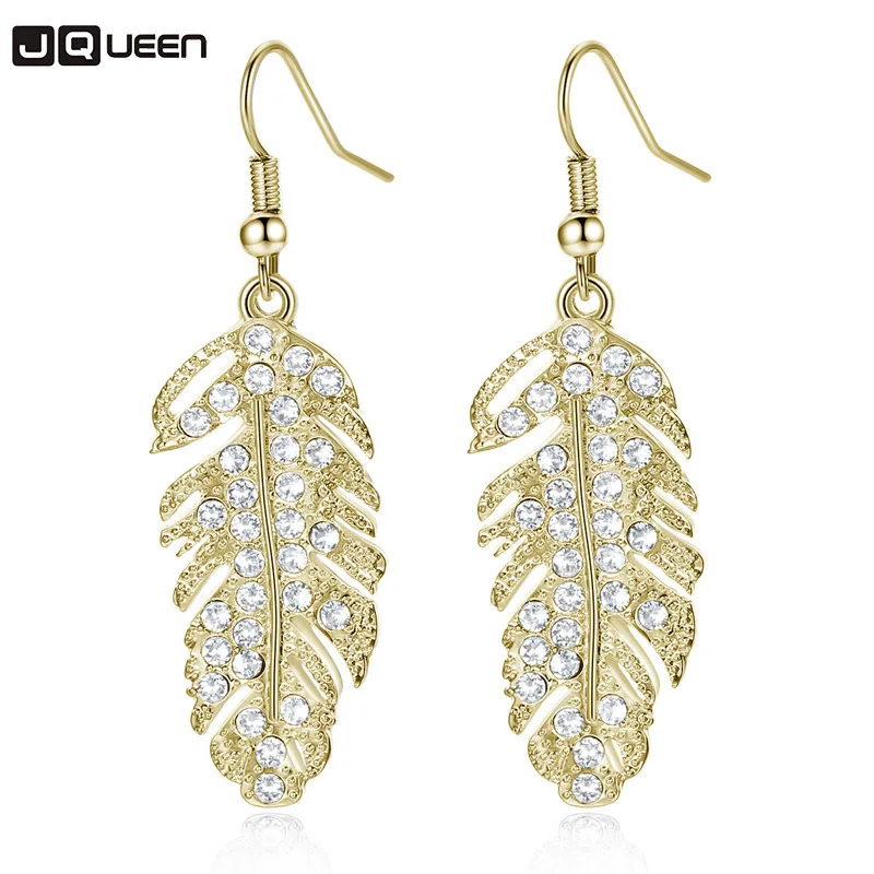 Favourite Gold Silver Leaf Crystal Earrings Drop Long Earings For Women Statement Ear Jewelry Best wholesale | Украшения и