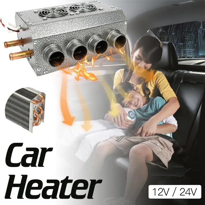 

12-24V 6 Ports Car Heater Automotive Plumbing Air conditioner Evaporator Car Defroster Mist Eliminator Double Compact Air Heater