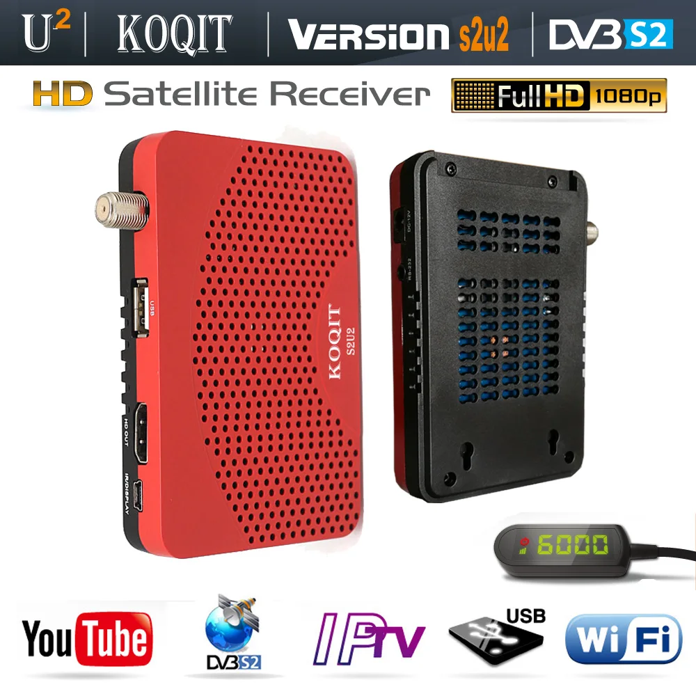 

Koqit U2 DVB-S2 Receptor Decoder TV Tuner DVB S2 wifi/RJ45 Scam /Newcam Satellite Receiver IPTV Combo Youtube Biss Vu HD TV Box