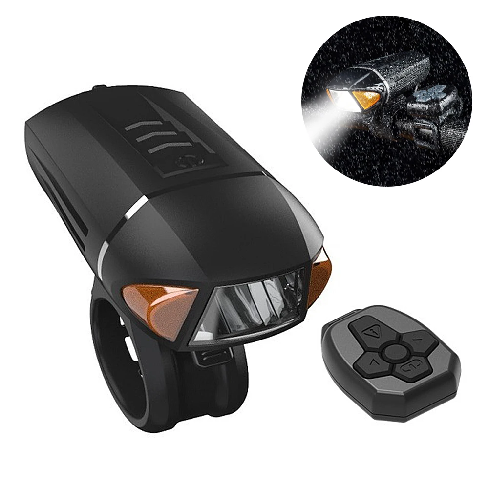 

Remote Control Bicycle Headlight USB Rechargeable Horn Headlamp Waterproof Security LED Bike Light Cycling Accessories #19