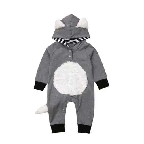 Cute Newborn Baby Boys Clothing Cute Animals Hooded Fur Romper Warm Autumn Winter Jumpsuit Outfits Clothes Baby Boy 0-24M