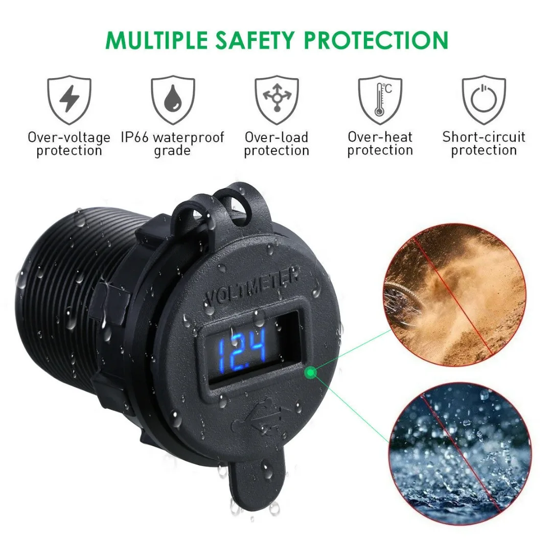 QC 3.0 Fast Dual USB Car Charger Socket Adapter Voltmeter For Mobile Phone Cigarette Lighter Car Dual Charger Adapter Voltage QC 3.0 Fast Dual USB Car Charger Socket Adapter Voltmeter For Mobile Phone Cigarette Lighter Car Dual Charger Adapter Voltage