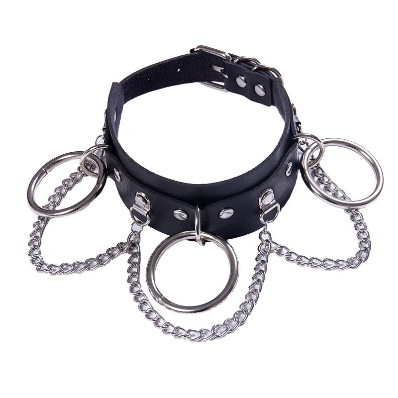 Готический стиль панк Круглый Круг ожерелье для женщин металлическая цепочка колье заклепки Torques