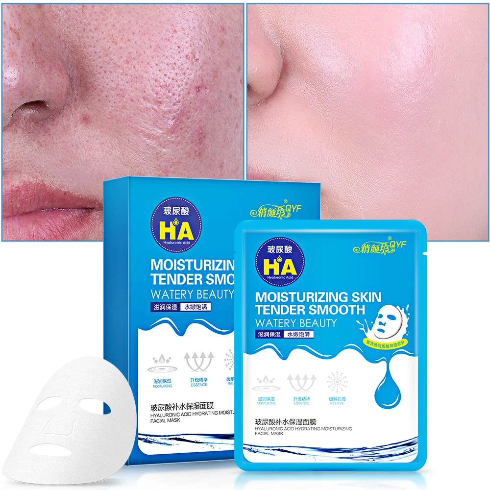 

QYF Hyaluronic Acid Face Masks Whitening Deep Moisturizing Shrink pores Anti Aging Oil Control Brighten Skin Care 1 Pieces