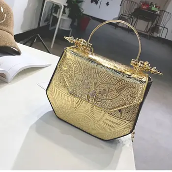 

Handbags PU Patchwork Shining Shoulder Bags(Gold)