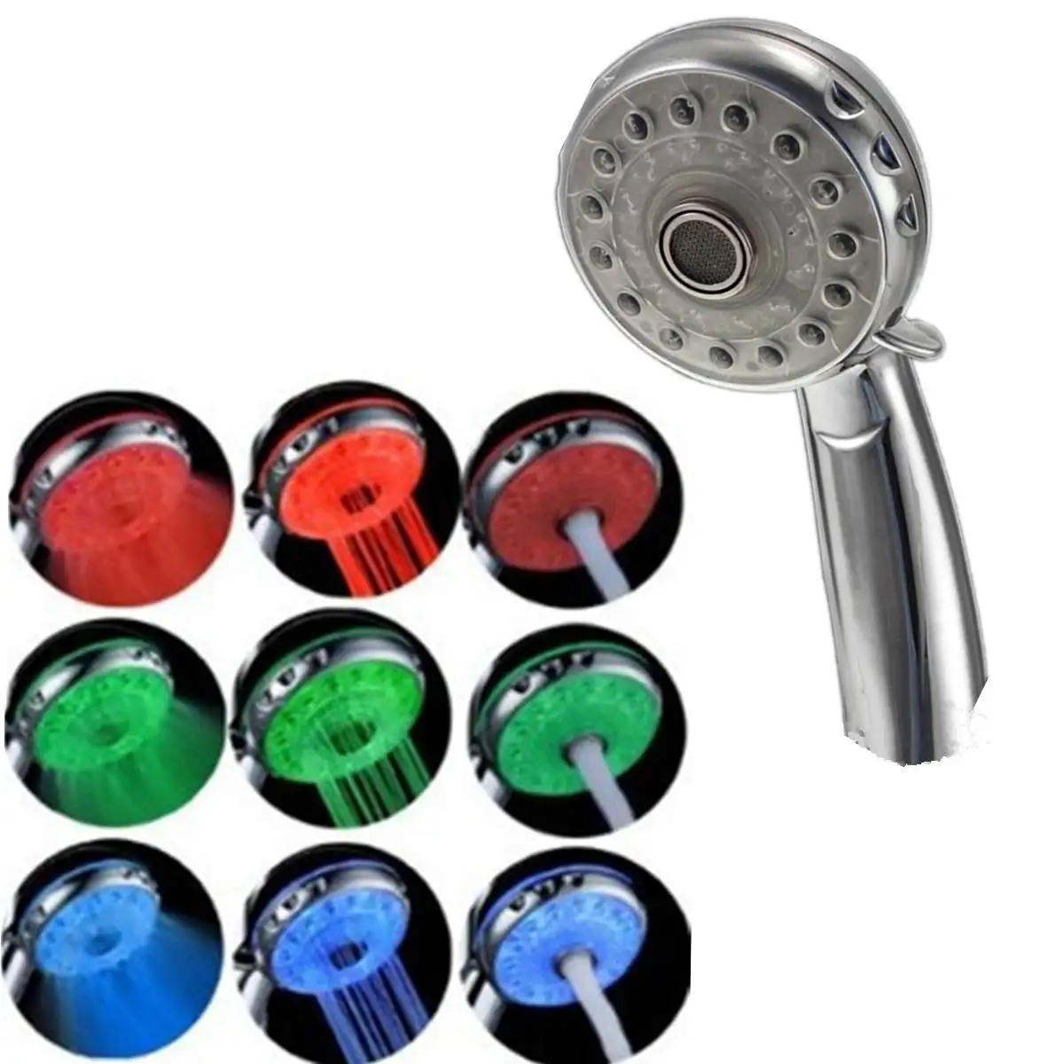Durable Advanced Adjustable 3 Mode 3 Color LED Shower Head Temperature