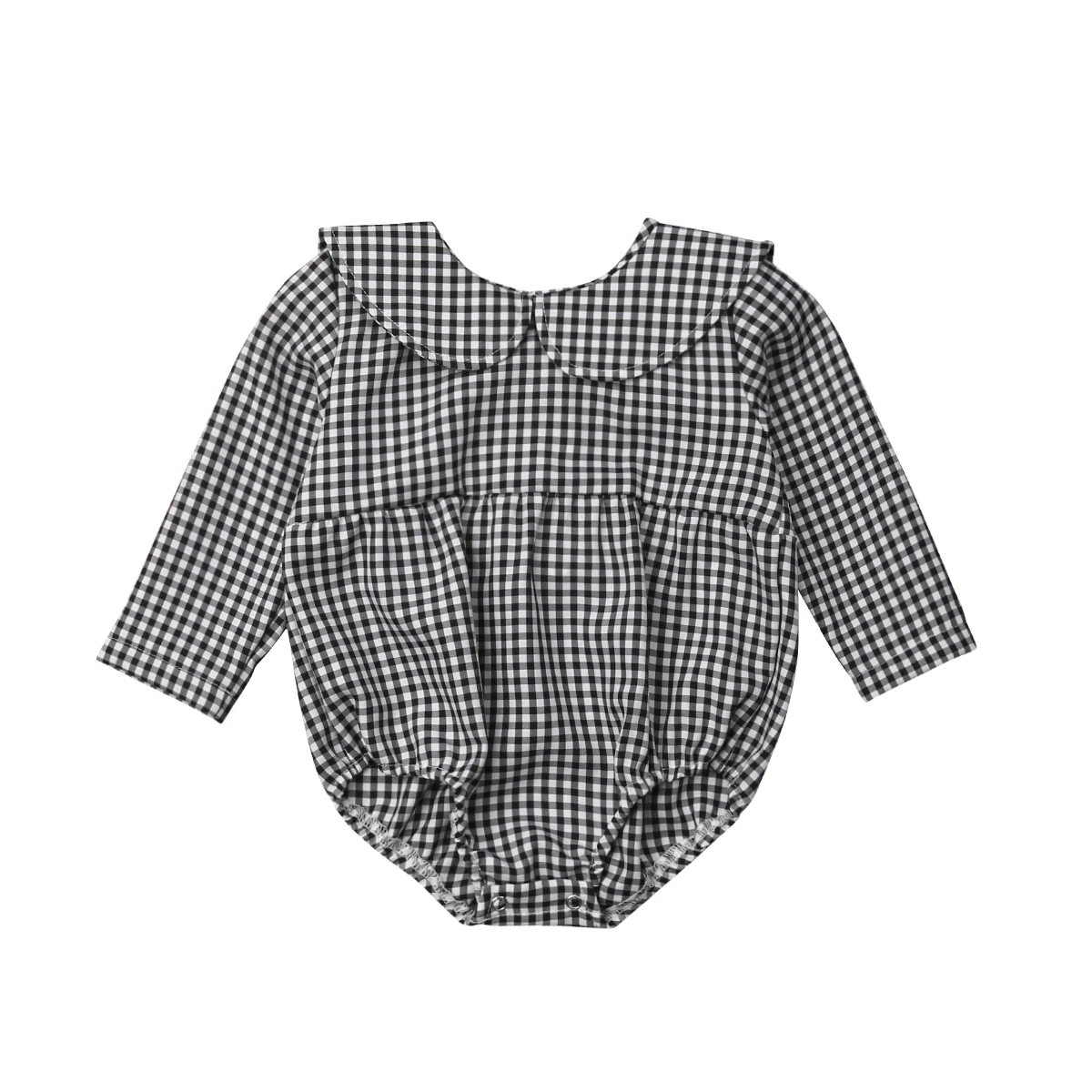 Baby Peter Pan Collar Plaids Bodysuit Baby Kid Girl Check Bodysuits