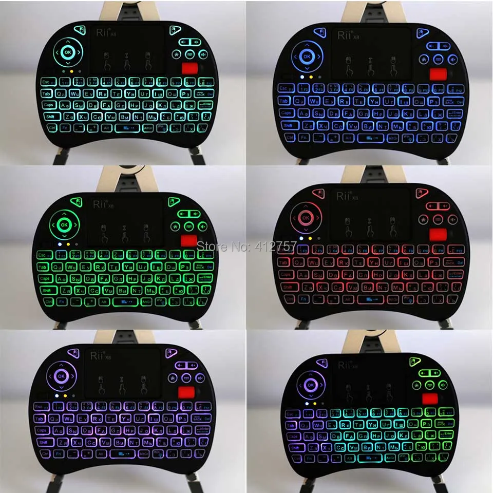 Оригинальная мини беспроводная клавиатура Rii X8 с Цветной подсветкой воздушная