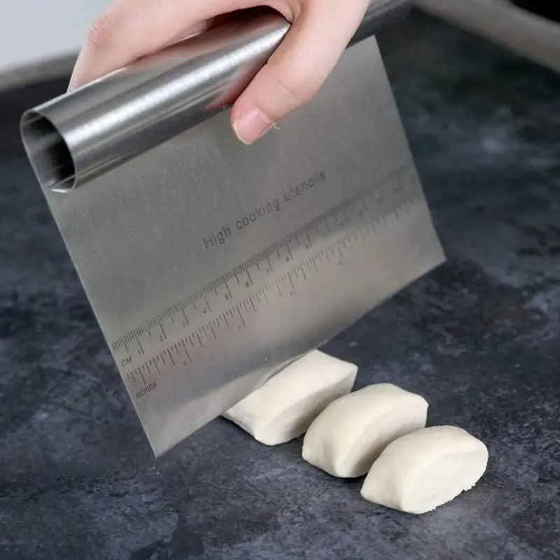  Stainless Steel Pizza Cake Dough Scraper Cutter Baking Pastry Spatulas Fondant Cream Cutting With M