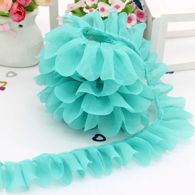 

4.5cm Wide Embossing Chiffon Tulle Lace Manual Diy Wedding Shoes Sleeves Children's Dress Clothing Headwear Curtain Accessories